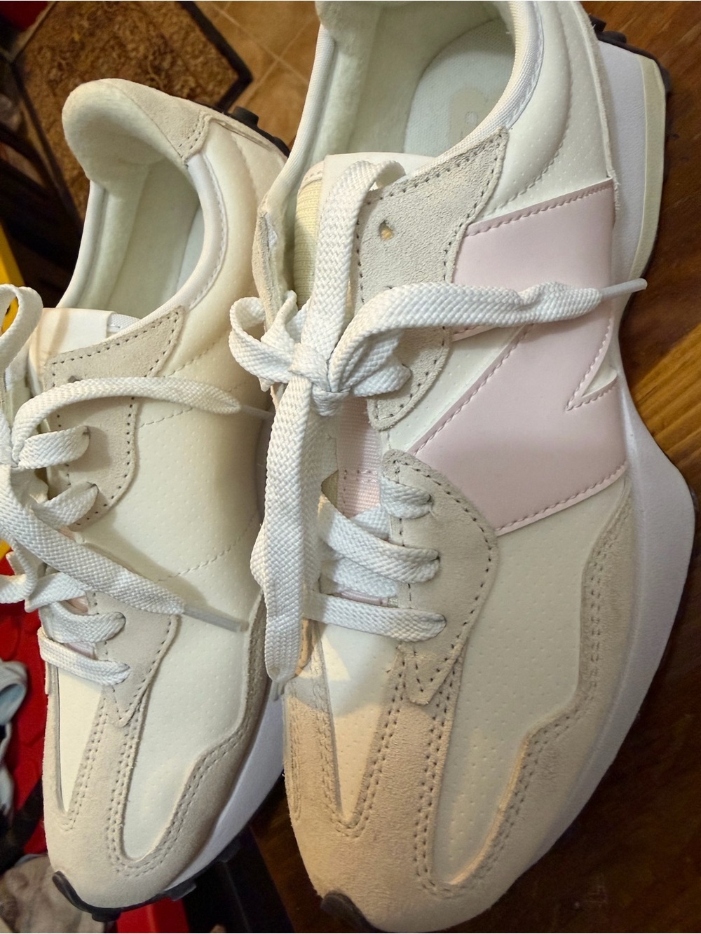 New Balance Women's White Sneakers with Light Pink Accents